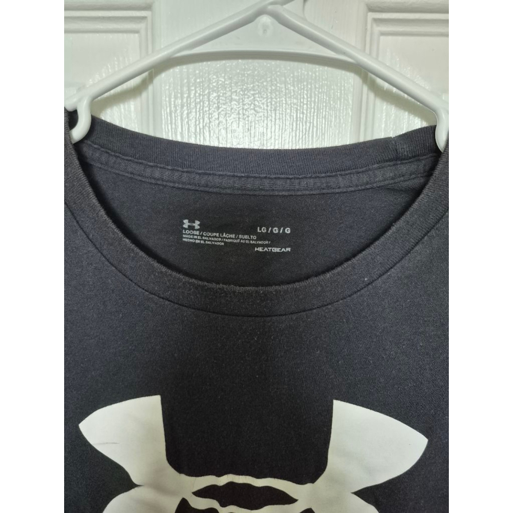 Men's Under Armour Black White Logo Short Sleeve T-Shirt L - Picture 3 of 4